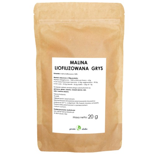 Malina liofilizowana grys - grys malinowy 20g